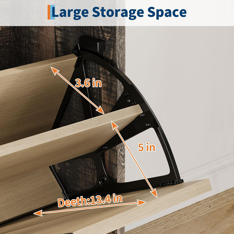 Hallway Vintage Farmhouse Narrow  Shoe Storage Cabinet with 2 Flip Drawers and 1 Drawer with Legs, Freestanding Hidden Entryway Organizer