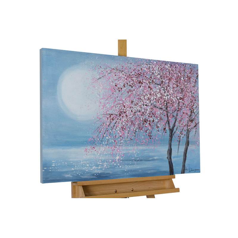 Hand -painted cherry blossom night acrylic painting