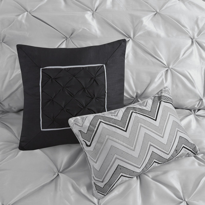 Ensemble d'édredon pour grand lit 7 pièces, conception capitonnée, gris | Idée de cadeau