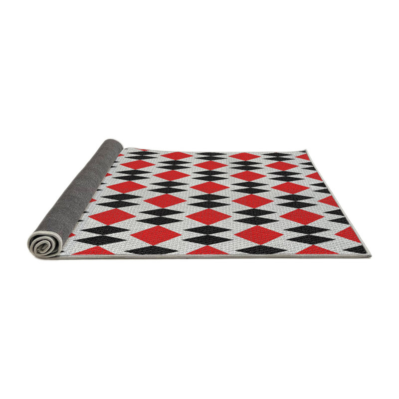 Tapis de zone rouge/noir à motifs, Rond 4 pi