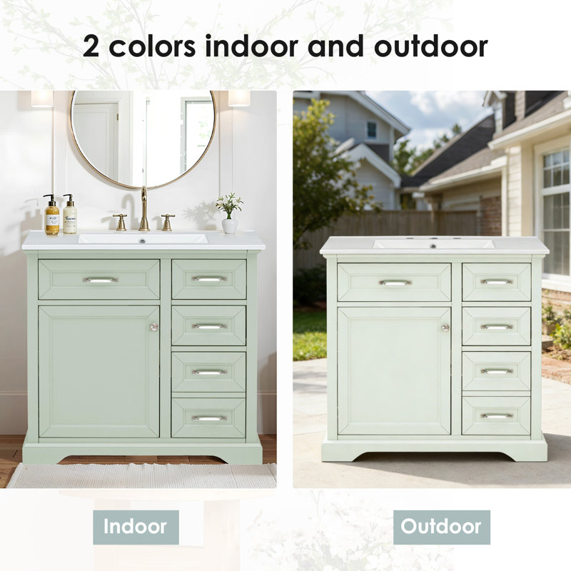 Reenata 36" Bathroom Vanity With Sink Combo, Green