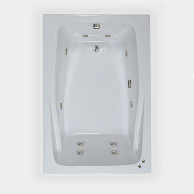 W6048 White 60"" L x 48"" W Drop In Whirlpool Acrylic Bathtub -  WaterTech