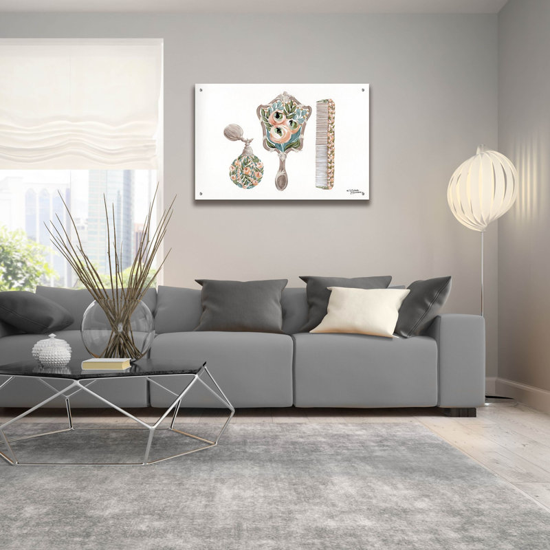 «Vanity Set» par Michele Norman, art mural en verre acrylique épique, 36 po x 24 po, H 24 po x l 36 po