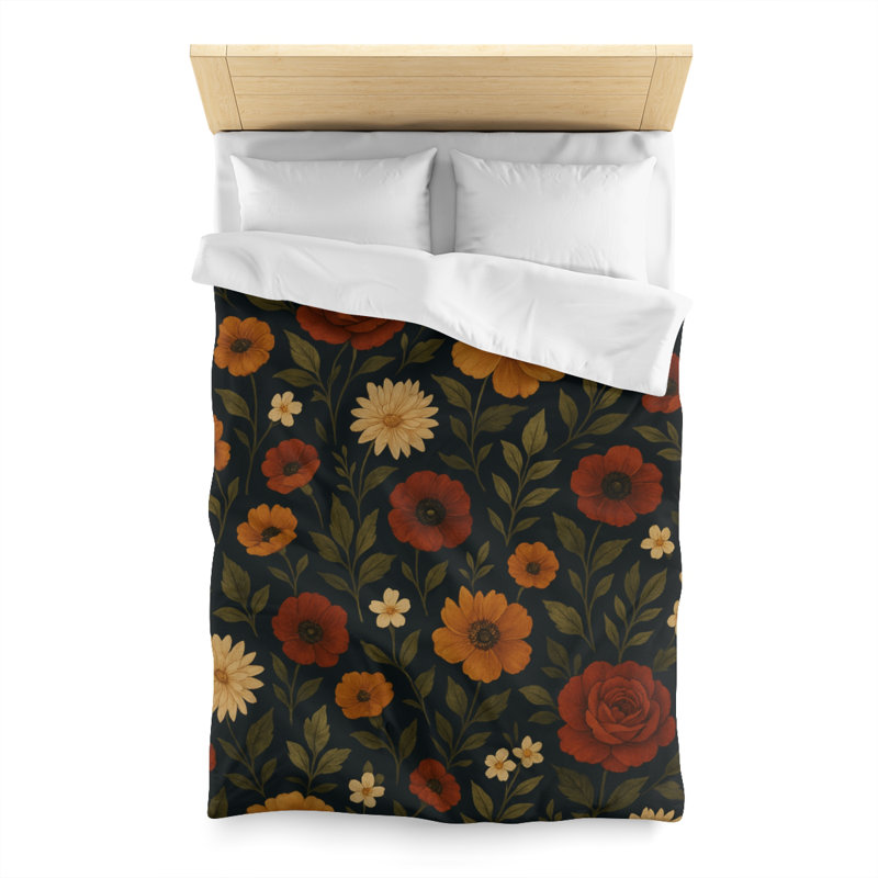 Microfiber Duvet Cover Boho Style, Design 58, Twin Duvet Cover, White