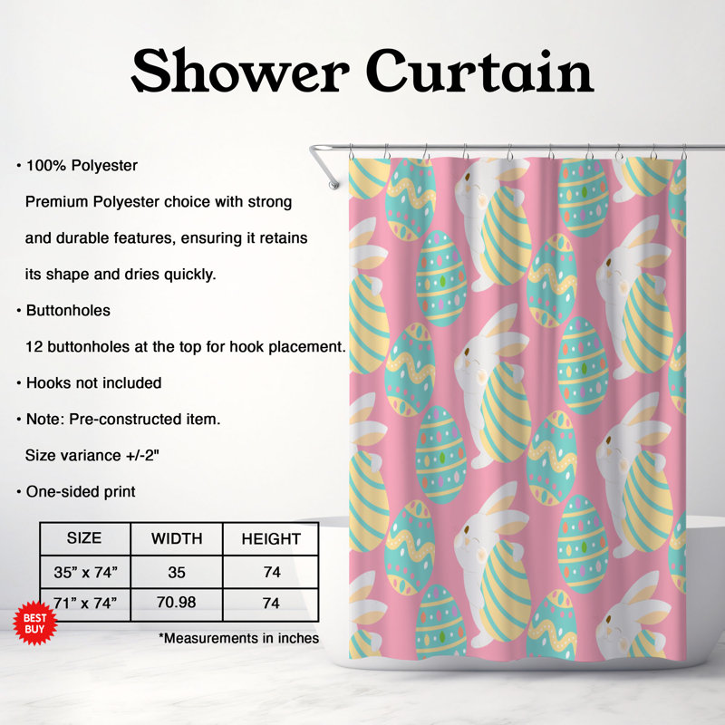 Rideau de douche standard 1 pièce, H 74 po x l 71 po