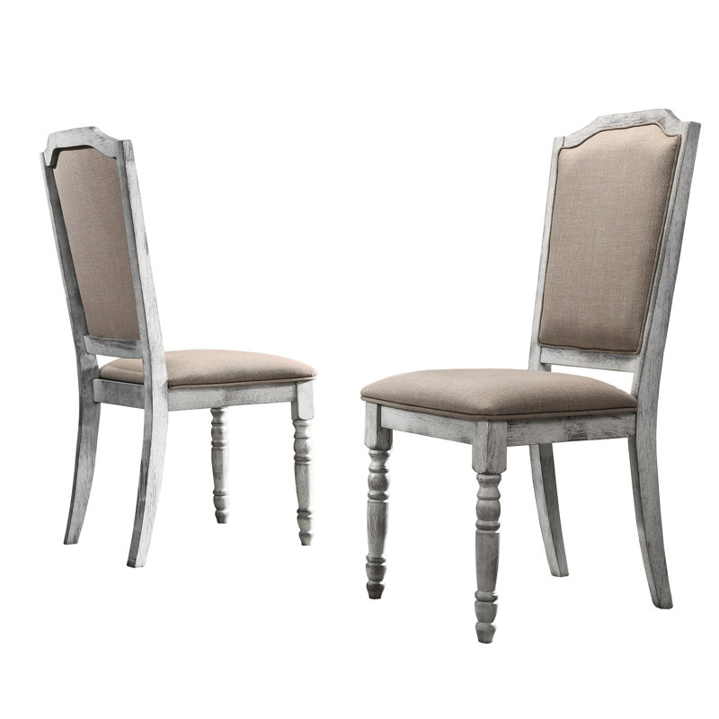 2 chaises de salle à manger - bois, finition naturelle avec coussin en bois franc gris (de 2), rustique