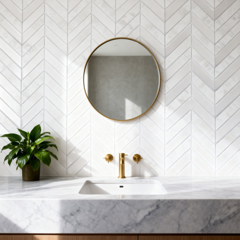 Musico 1 in. x 4 in. Look Glass Straight Edge Herringbone Mosaic Decorative Kitchen & Bathroom Wall Tile