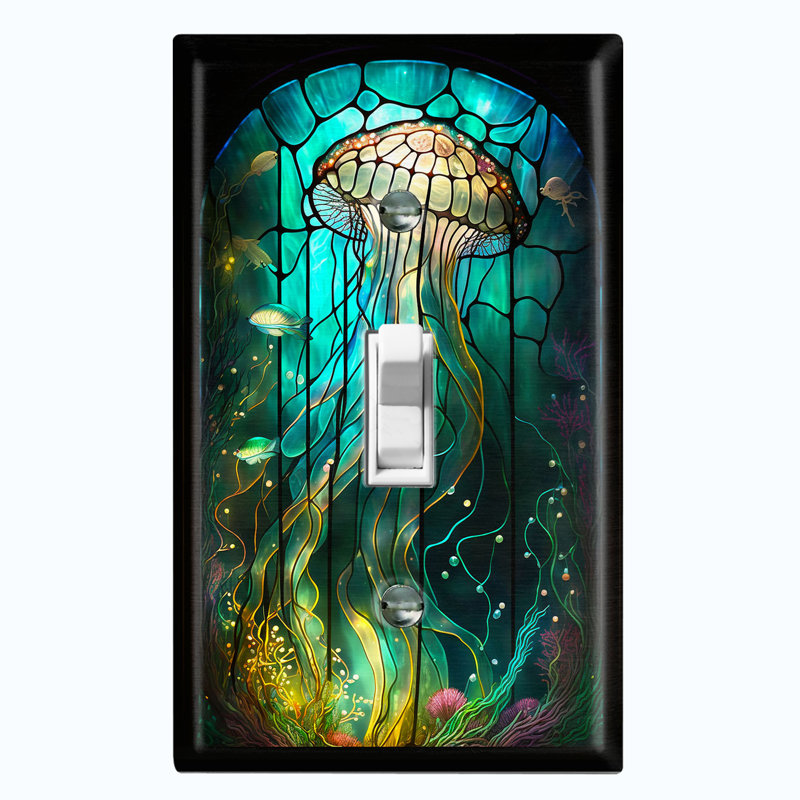 Copper Rust Patina Teal Print 1 - Gang Toggle Light Switch Standard Wall Plate