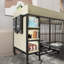 Cage pour animaux avec fonction d'alimentation - fer et, compartiment noir beige et cadre de main courante, +
