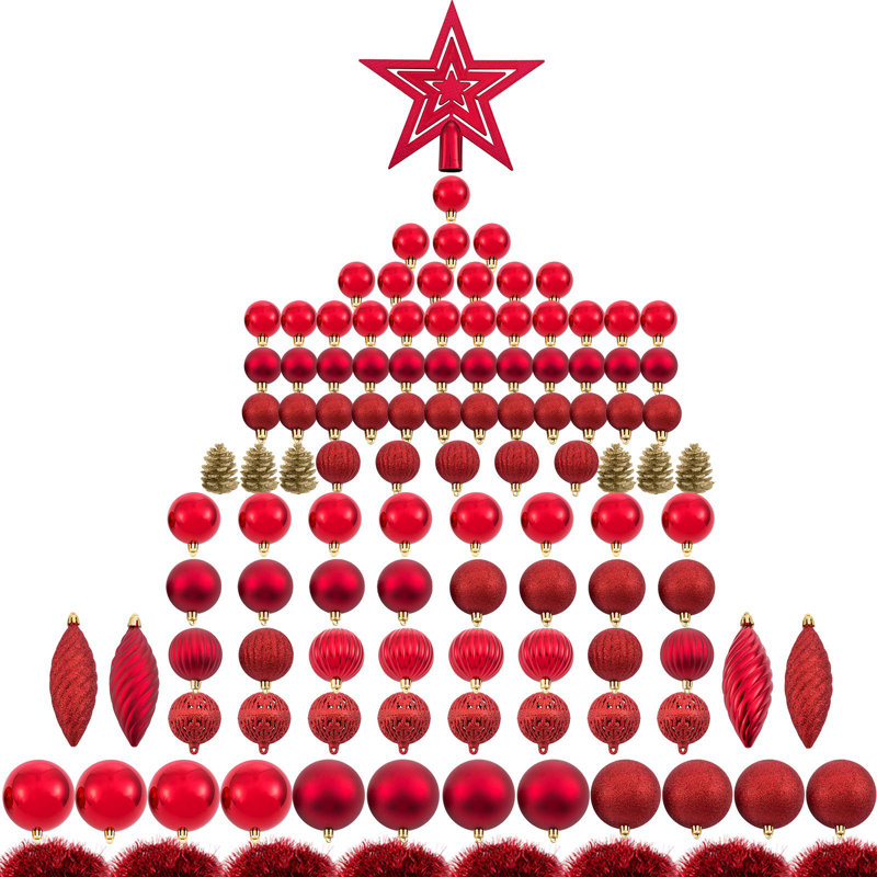 Ensemble de formes et de tailles de boules de Noël 119ct