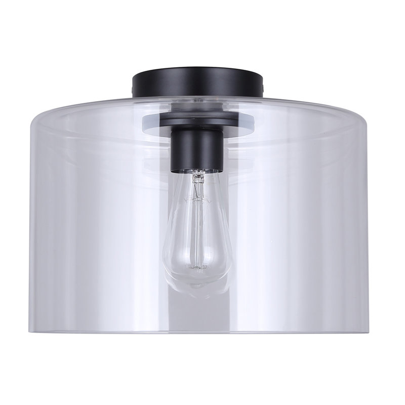 Sofea 1 Light Flush Mount With Matte Black Finish And Clear Shade