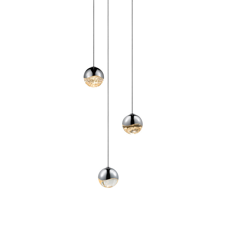Grapes 3 - Light LED Cluster Pendant, Polished Chrome, 2.5" H x 7" W x 7" D