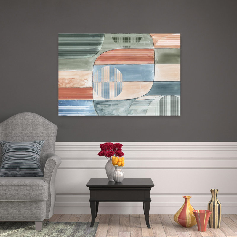 Composition géométrique abstraite, art géométrique contemporain, H 32 po x l 48 po