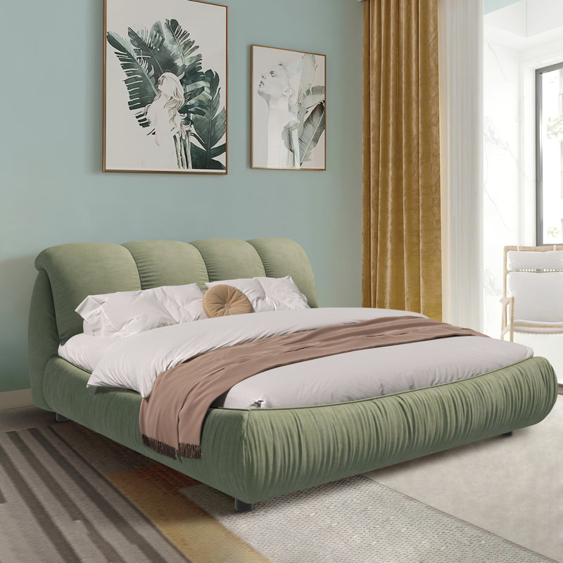 Lieselene Low Profile Standard Bed Frame, Queen, Green