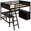 Lit mezzanine double avec tablettes et bureau, lit mezzanine en bois avec bureau-2030251001