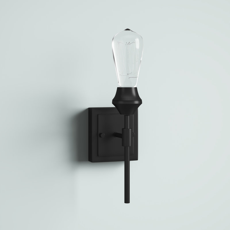 Alessandra Dimmable Vanity Light, Matte Black, No Shade, 1
