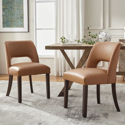 Faux Leather Upholstered Back Side Dining Chair (Set of 2)
