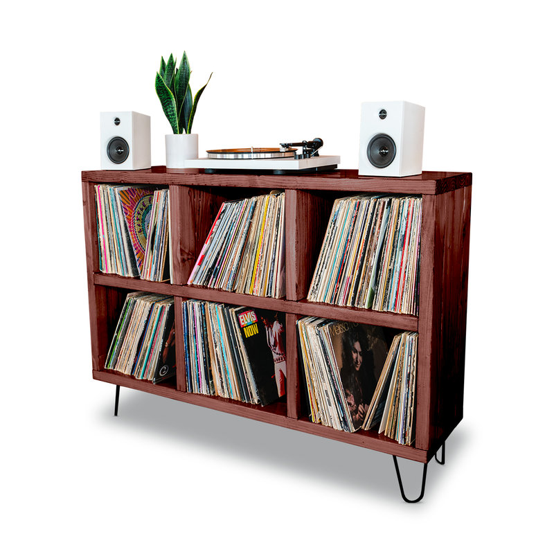 Rangement de 6 disques vinyles, Miel, H 36,5 po x l 40 po x P 14 po