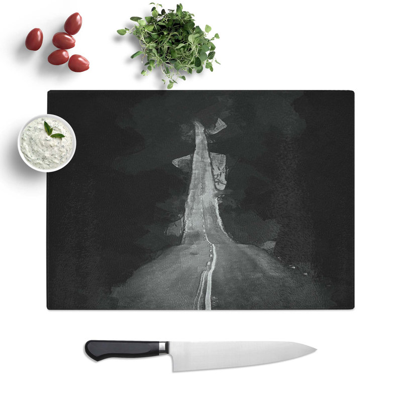 Tempered Glass Road to Somewhere Chopping Board, 28.5 cm W x 20 cm L