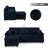 84" Corduroy L Shaped Sofa W/ Pull Out Sofa Bed & Adjustable Backrests-1137007560