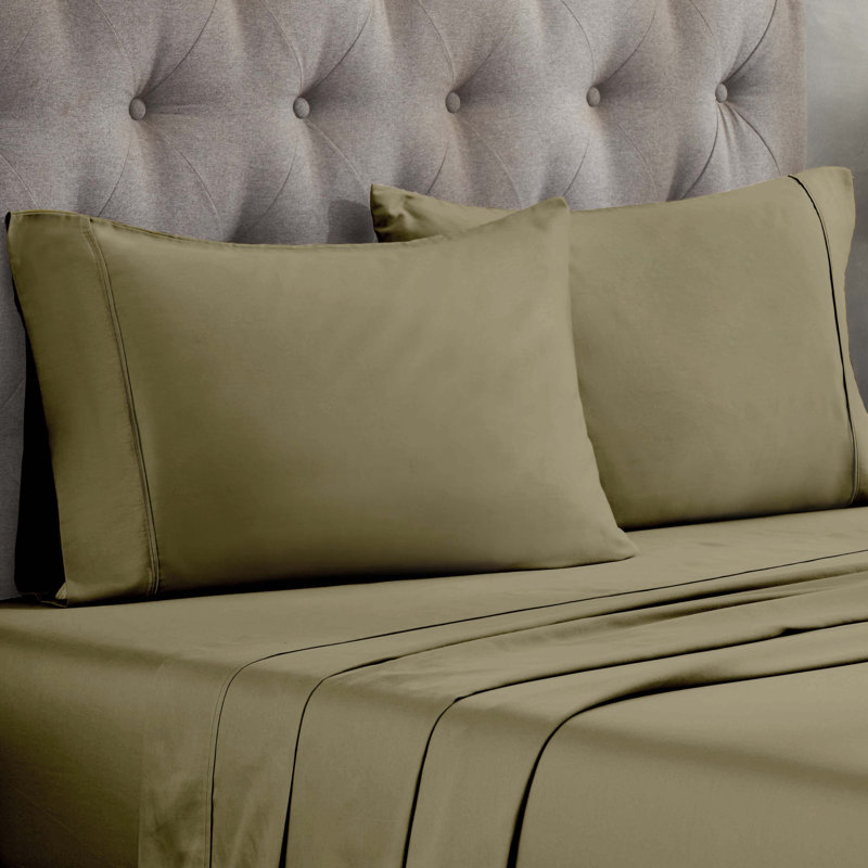 Superior 300 Thread Count Egyptian Cotton Blend Solid Pillowcases Set, King, Sage