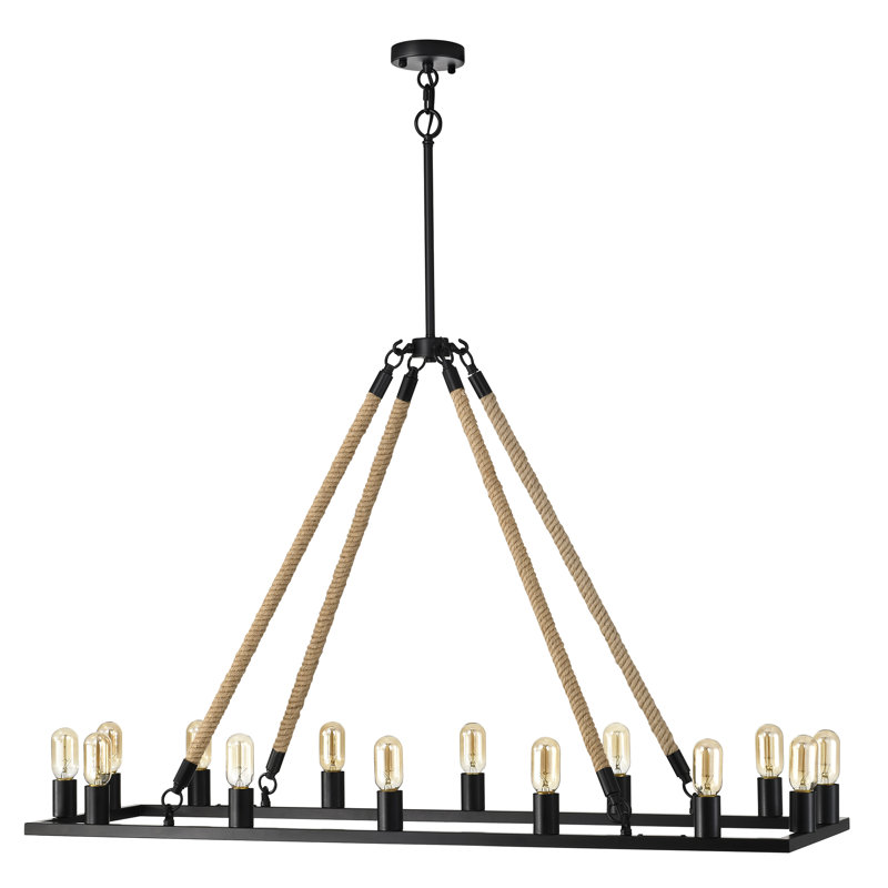 Lustre en roue de chariot à 14 lumières pour îlot de cuisine Ekstrom