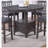Contemporary Dining Room Counter Height 5Pc Dining Set Round Table W Leaf And 4X Side Chairs Gray Finish Solid Wood