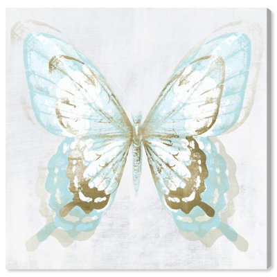 Animals Butterfly Illusion Aqua Gold Insects  Painting Print