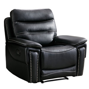 42" Extra Wide Breathable Leather Manual Recliner with Nail Trim & High Density Foam Padding
