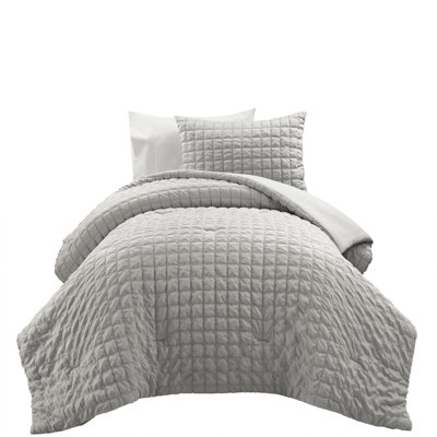 Crinkle 3 Piece All Season Crinkle Textured Dobby Comforter Set