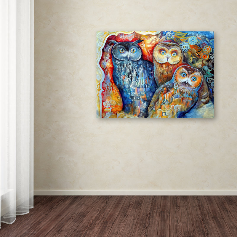 " Owls " by Oxana Ziaka, 14" H x 19" W