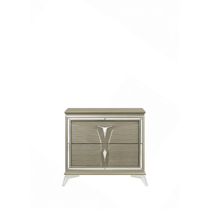 Table de chevet 2 tiroirs en bois massif blanc