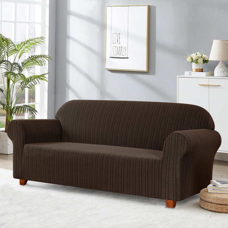 Box Cushion Loveseat Slipcover, Chocolate