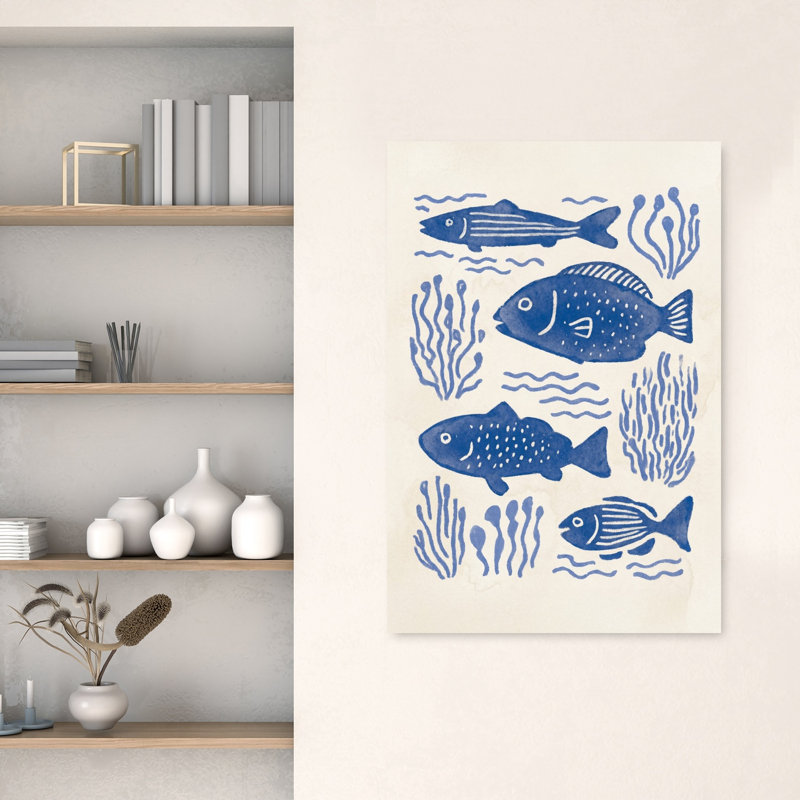 Aquarelle, vie marine, poisson, impression d'art mural côtier, H 48 po x l 32 po