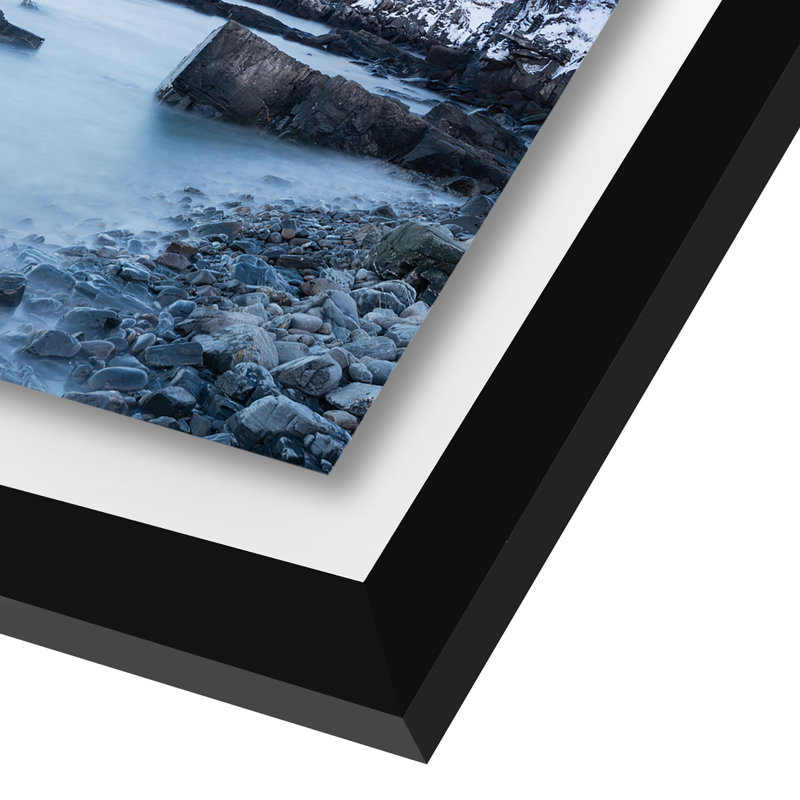 Cadre photo flottant avec verre poli à suspendre et plateau horizontal et vertical, Noir, 11 po x 14 po