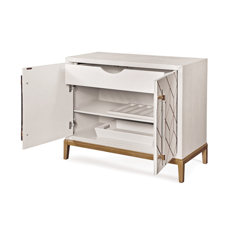 Perrine 1 -Drawer Accent Cabinet, White/Gold