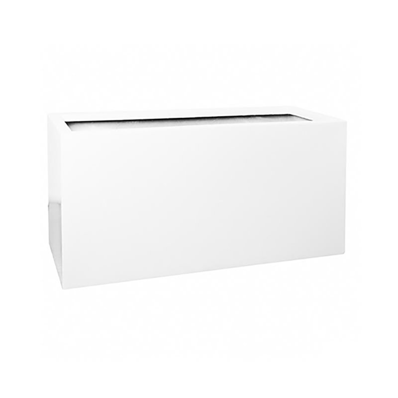 Bac à fleurs en fibre de verre Connoisseur, Blanc lustré, H 19 po x l 16 po x P 39 po