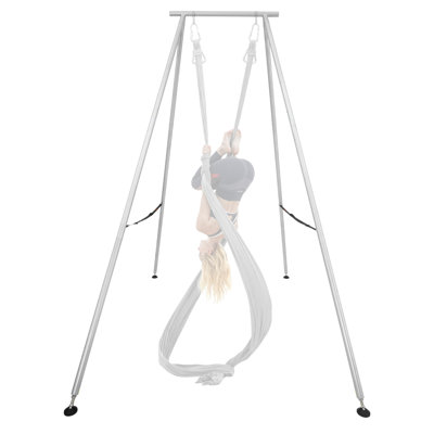 Yoga Stand Frame, 9.6 ft Length Swing Stand, Max 551.2 lbs Load Triangular Structure Aerial Rig, Aerial Silk Stands for Yoga Enthusiasts, Non-Slip Base, Lightweight, Detachable Design