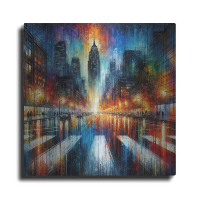 Luxe Metal Art 'Urban Abstract 7' by Rey Klimt Metal Wall Art, 12" x 12"