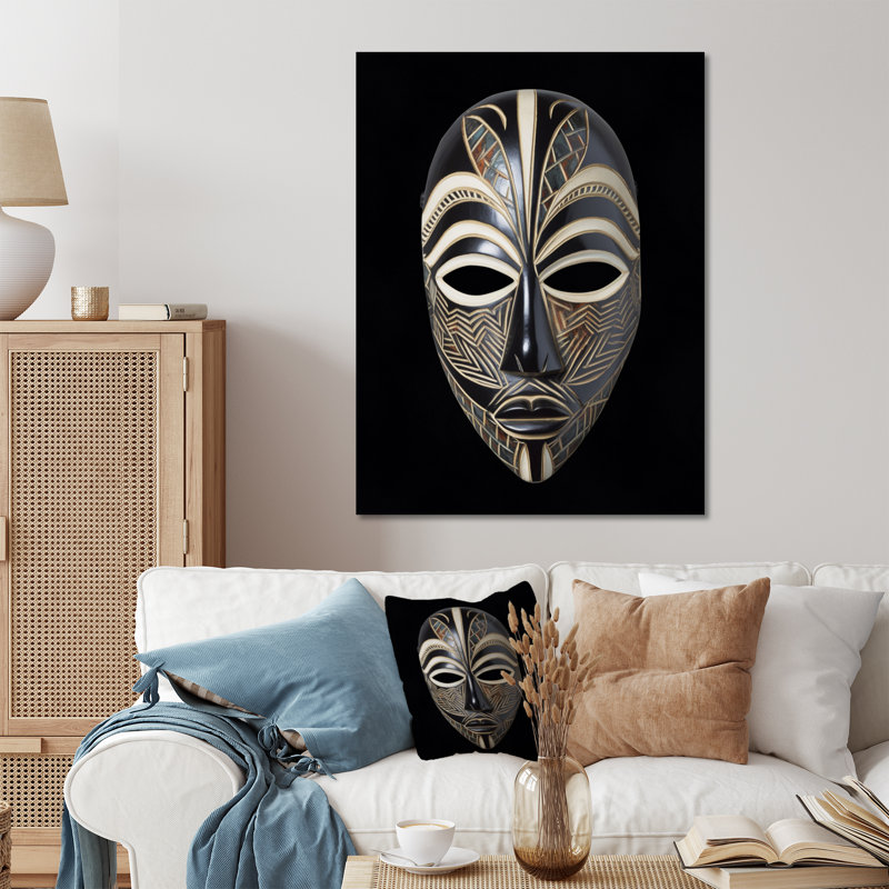 Traditional Traditional, Mask - Tribal, reproduction d'art en métal, H 40 po x l 30 po x P 1 po