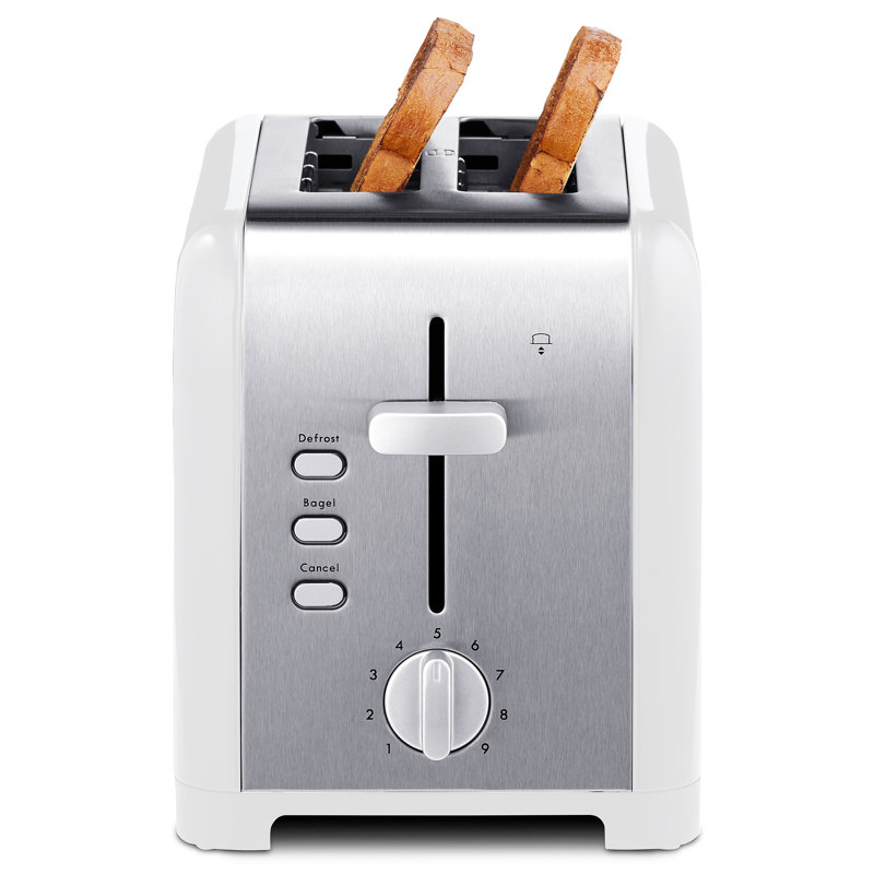 Kenmore 2 Slice Extra Wide Slots Toaster with Bagel & Defrost Functions, White