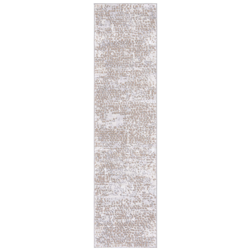 Tapis beige / gris Minyard 254, Tapis de couloir 2 pi x 8 pi