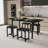 5-piece Dining Table Set For 4-8 People, 63" Large Extendable Kitchen Table Set With 4 Square Stools, Dining Room Table, Easy Assembly & Clean