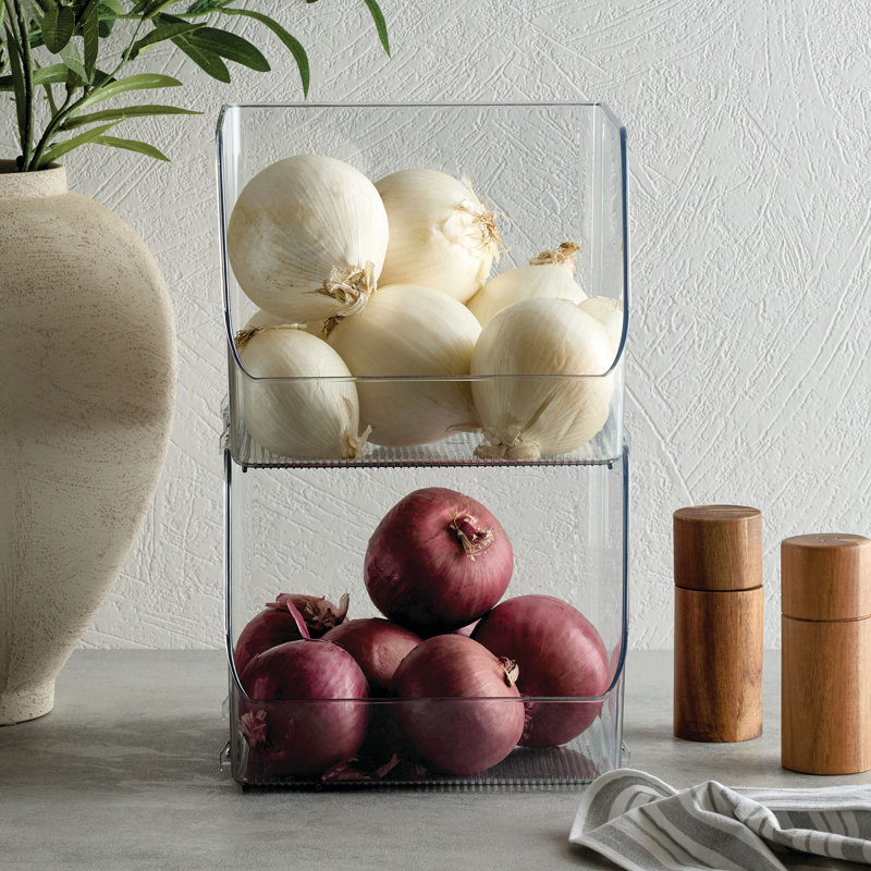 Ensemble de 2 bacs de rangement ouverts à l'avant pour la cuisine et le garde-manger iDesign - Transparent