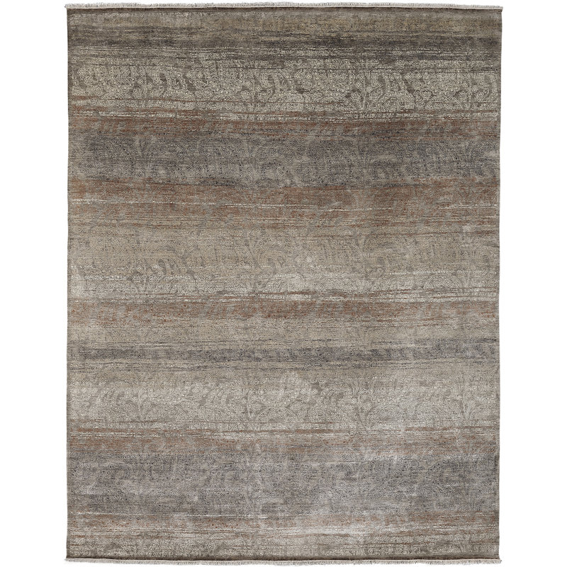 Tapis Akaroa / doré noué à la main Byesville, Rectangle 2 pi x 3 pi
