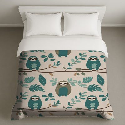 Sloth Leaf Illustration Duvet Covers