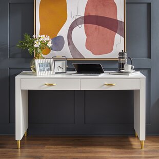 Modern White Lacquer Curved Desk
