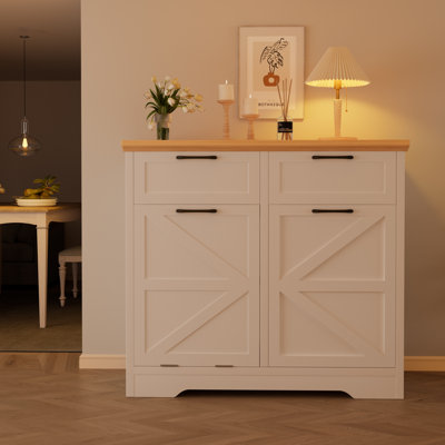 Liora Push-Pull Trash Cabinet With 20 Gallons Wooden Free Standing  (Trash Can Not Included)