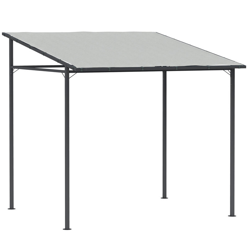 Outsunny 2.4 x 2.4 m Wall Mounted Pergola Gazebo UPF30+ Light Grey