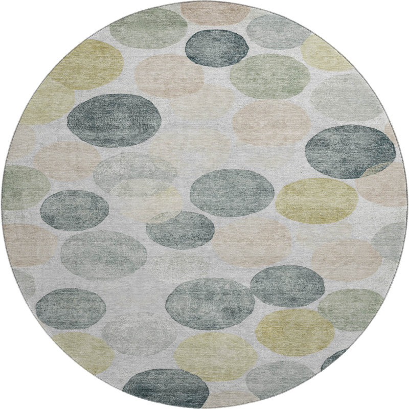 Premium Machine Washable Jakiyra AMF1898 Geometric Rug, Round 8'